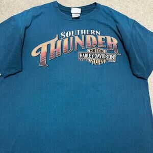 Harley Davidson Southern Thunder Faded Turquoise Shirt Large
